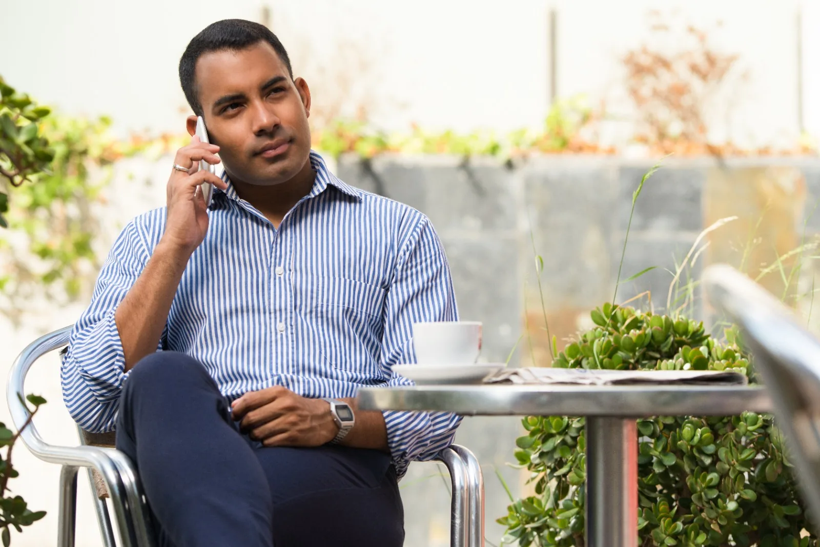 Service business owner handling a customer call