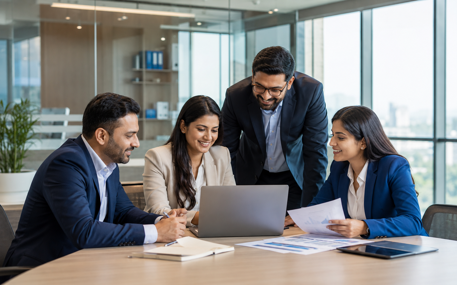 Indian business teams working together